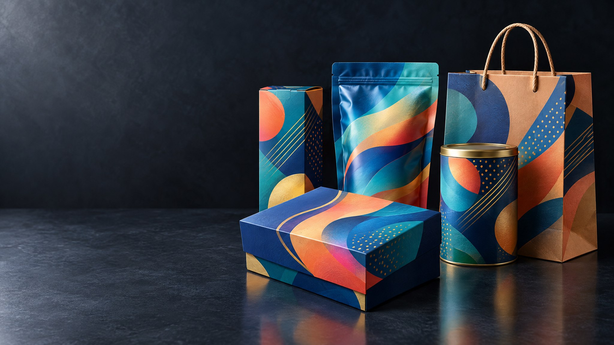 Expositor de envases impresos personalizados: cajas de cartón ondulado, cajas de regalo rígidas y bolsas doypack flexibles